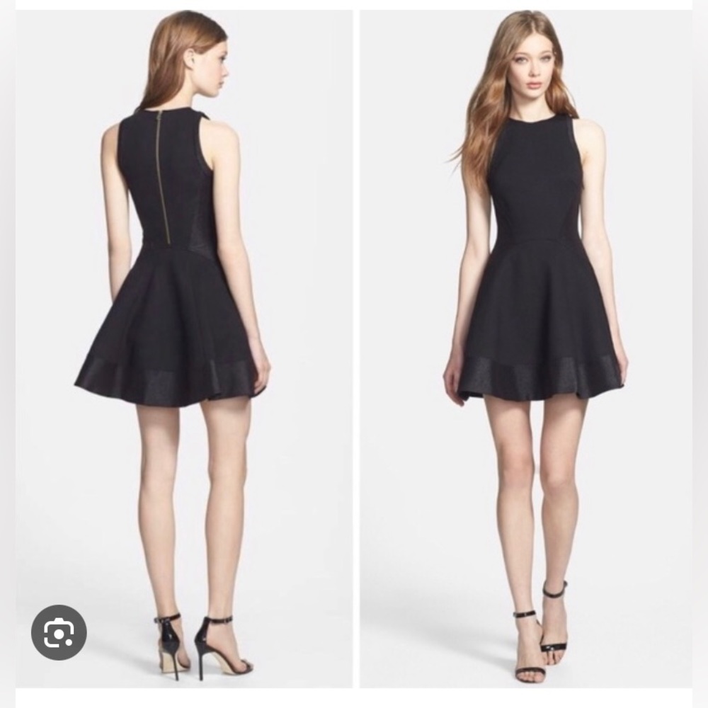 Ted Baker London Jimena Stretch Black Glitter Hem Inserts Dress 3
